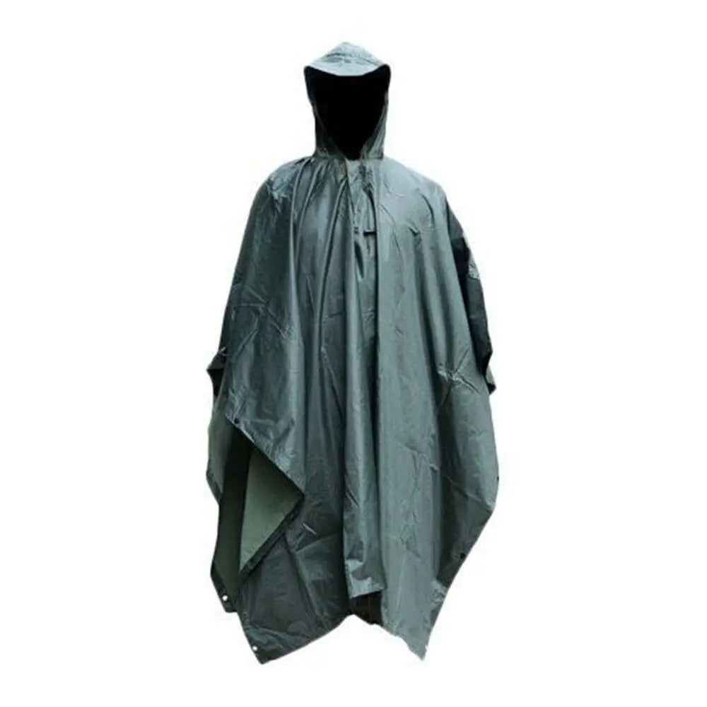 Tactical Rain Poncho Shelter Waterproof Ripstop For Camping