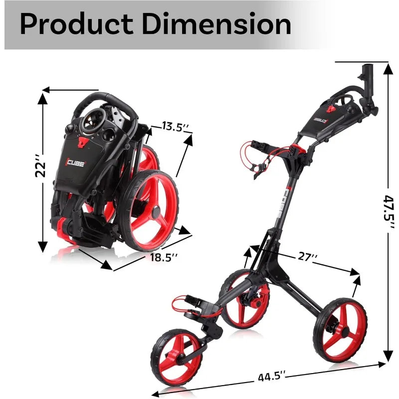 YTYIN Lightweight Folding 3 Wheel Push Pull Golf Cart