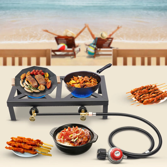 Noned 8000W Dual Burner Cast Iron Gas Camping Stove Outdoor