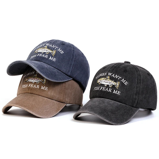 Zhejiang Unisex Letter Fish Print Baseball Cap Sunscreen
