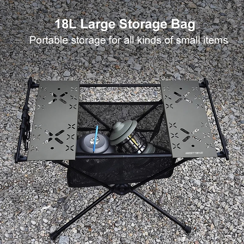West Tune Folding Aluminum Camping Table Lightweight With Mesh Bag