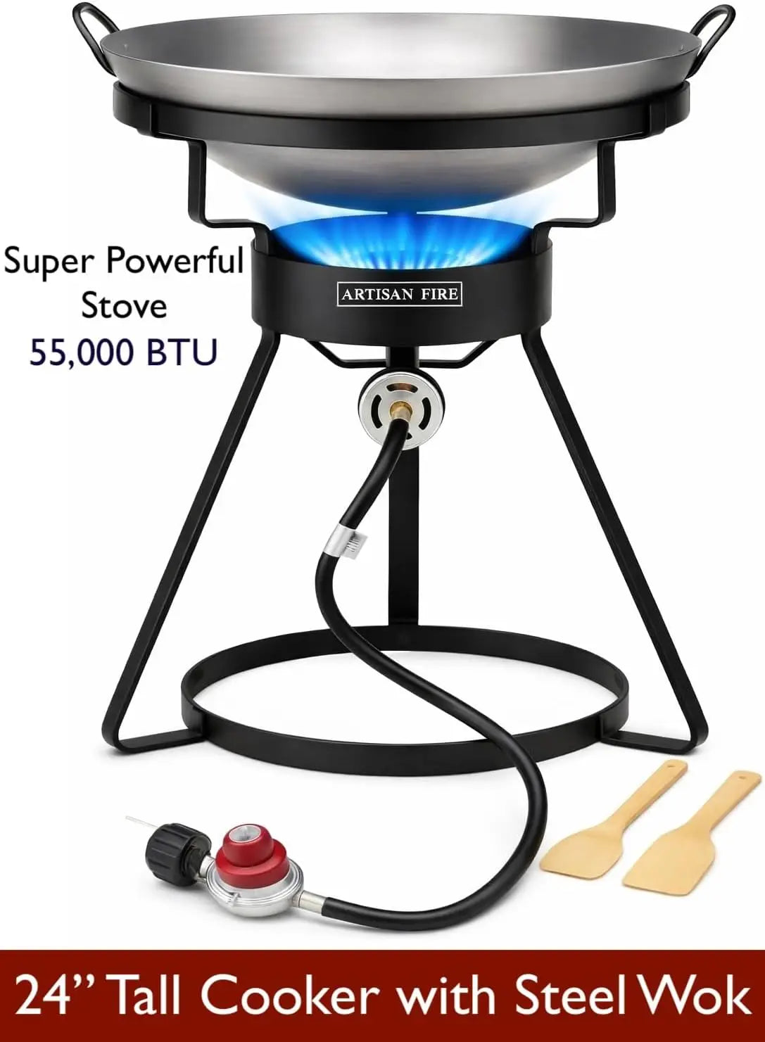 Outdoor Cooker Stove With Iron Wok Propane Grill 55,000 BTU