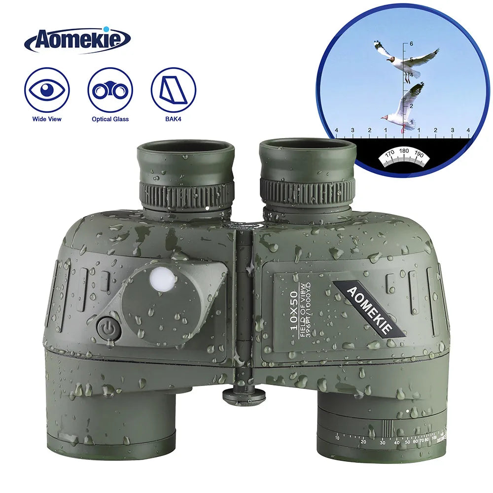 AOMEKIE Marine Binoculars Rangefinder Compass BAK4 Prism