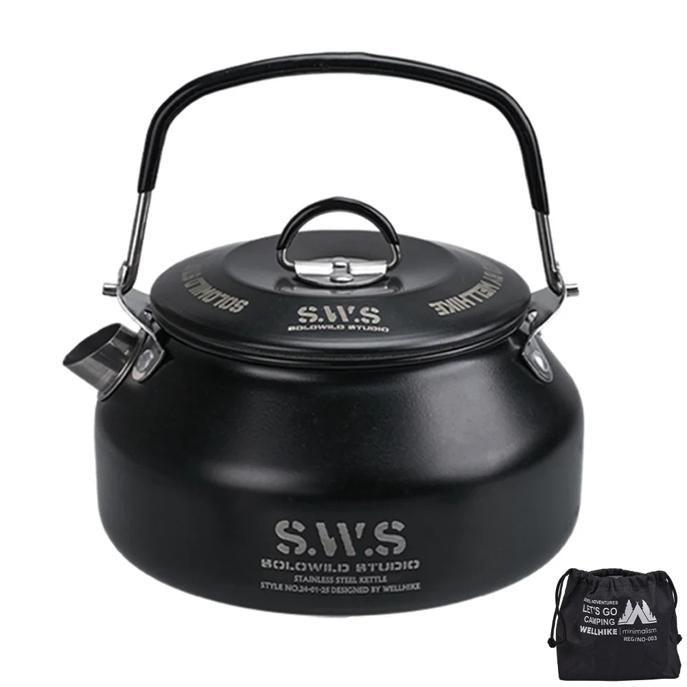 Outdoor Camping Stainless Steel Kettle With Smooth Grip
