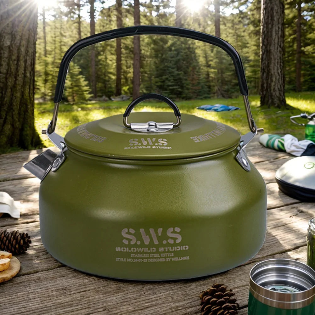 Outdoor Camping Stainless Steel Kettle With Smooth Grip