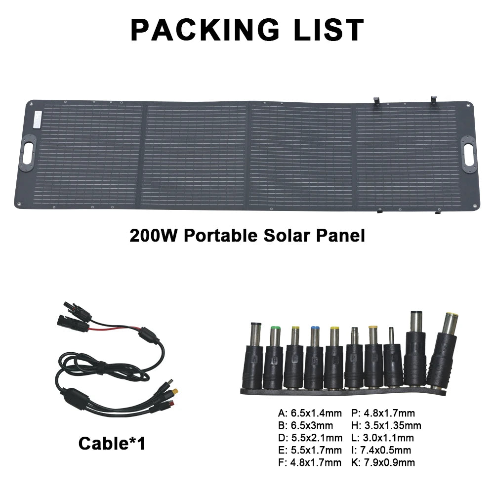 200W Flexible ETFE New Rigid Solar Panel Foldable 12V to 24V Monocrystalline For Camping IP68 Waterproof EU Warehouse Shipping