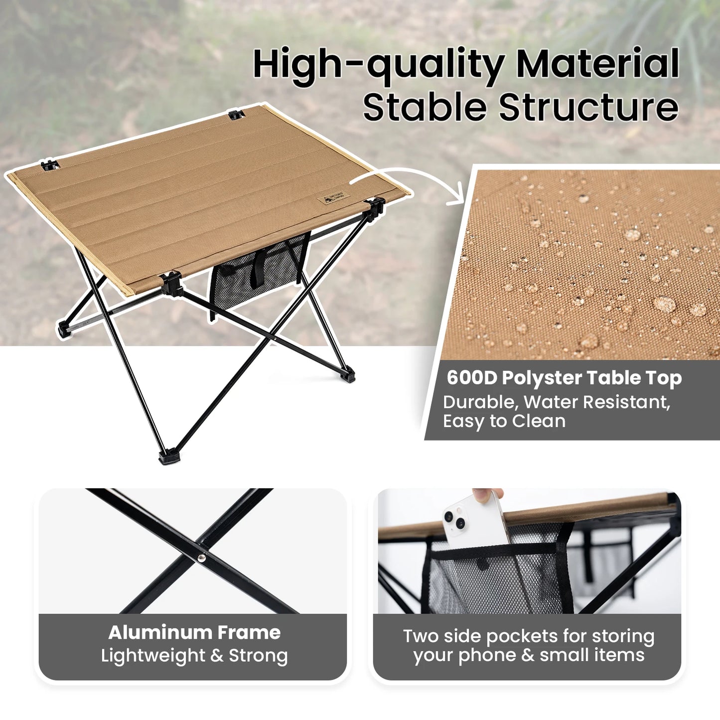 ONETIGRIS Folding Camping Table Aluminum Alloy Portable Desk