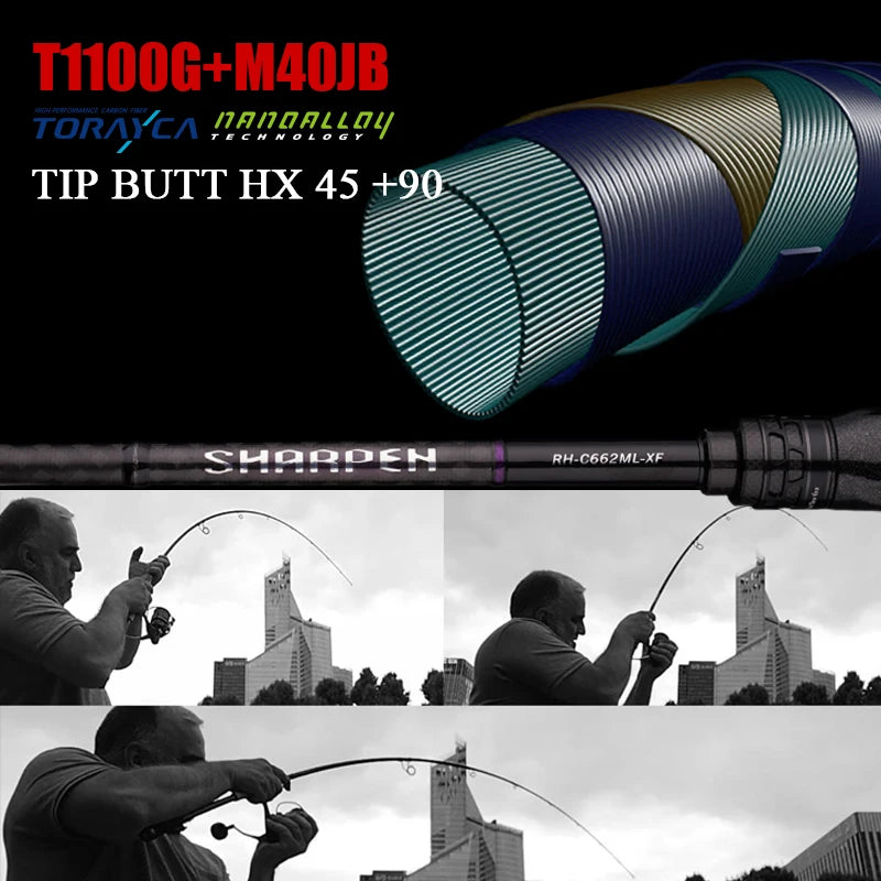 Purelure Sharpener Long Spinning Casting Rod with Fuji Components