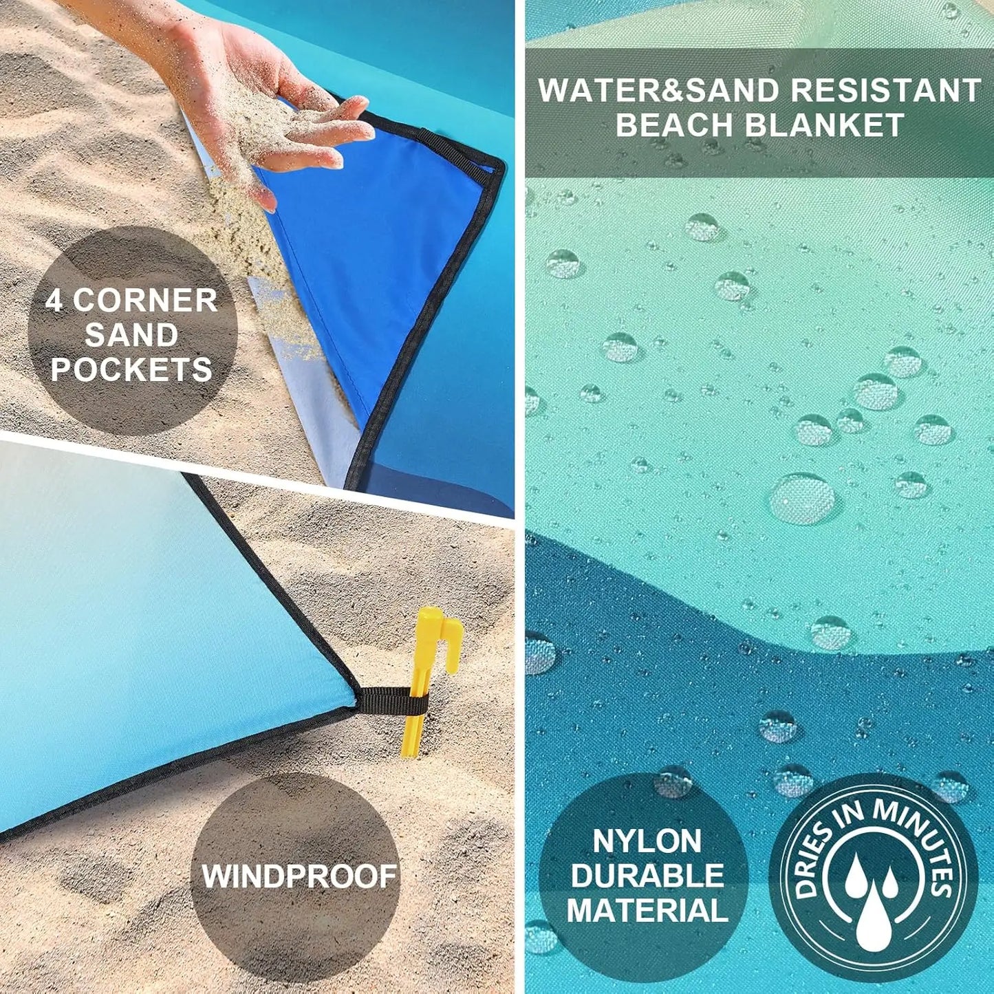 Beach Blanket Waterproof Sandproof Quick Drying Outdoor Picnic Mat