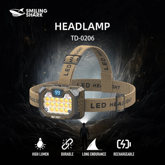 Smiling Shark TD-0206 Rechargeable Headlamp With USB Cable