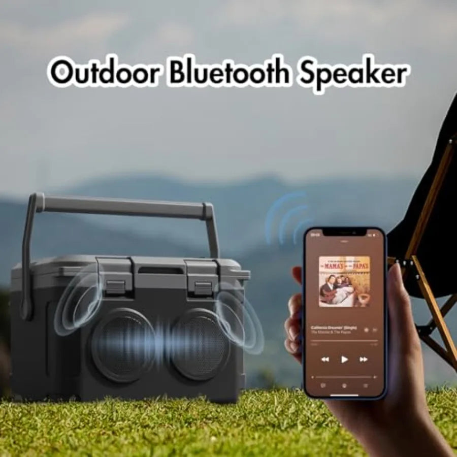 Camp Cooler With Bluetooth Speaker Outdoor Portable Ice Retention