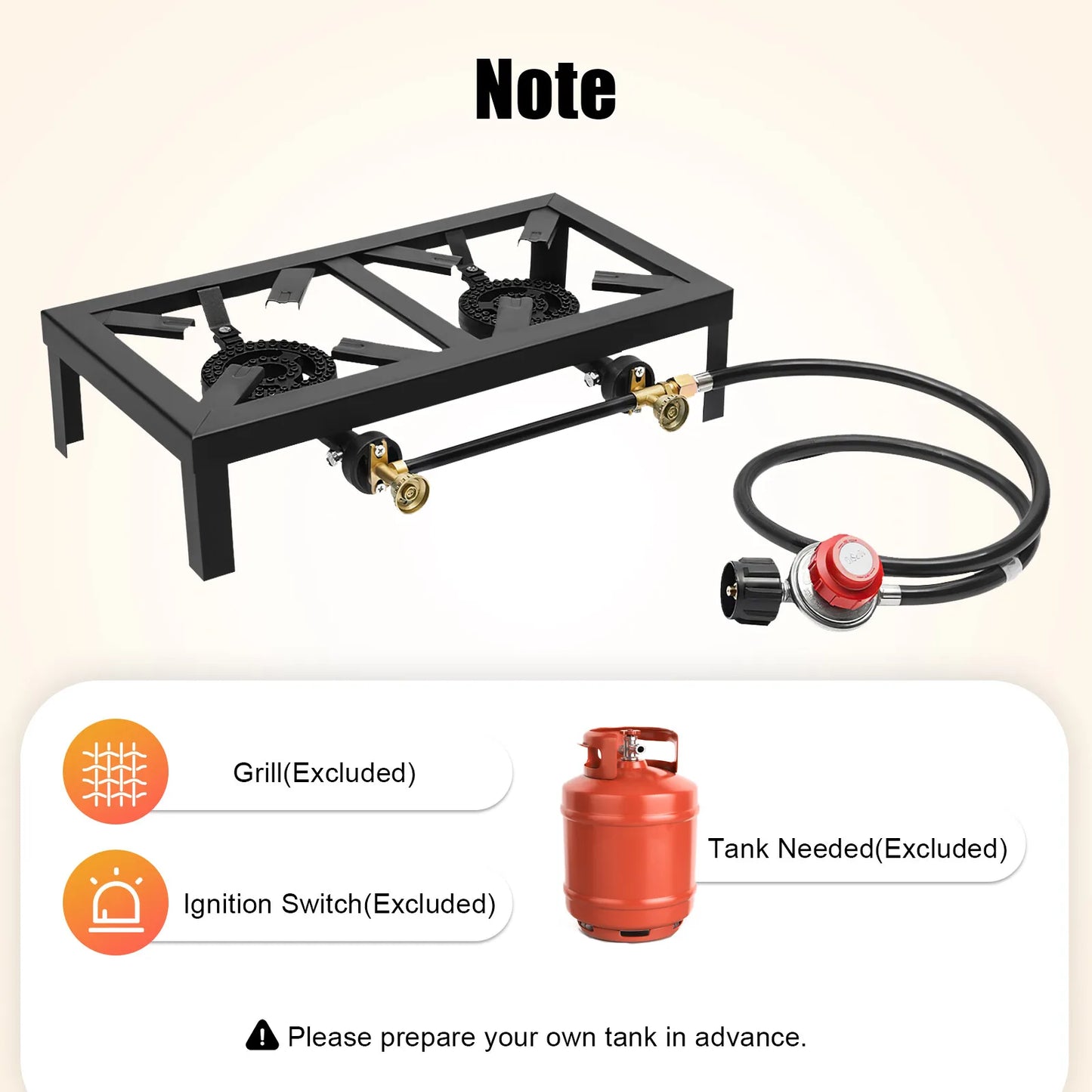 Noned 8000W Dual Burner Cast Iron Gas Camping Stove Outdoor