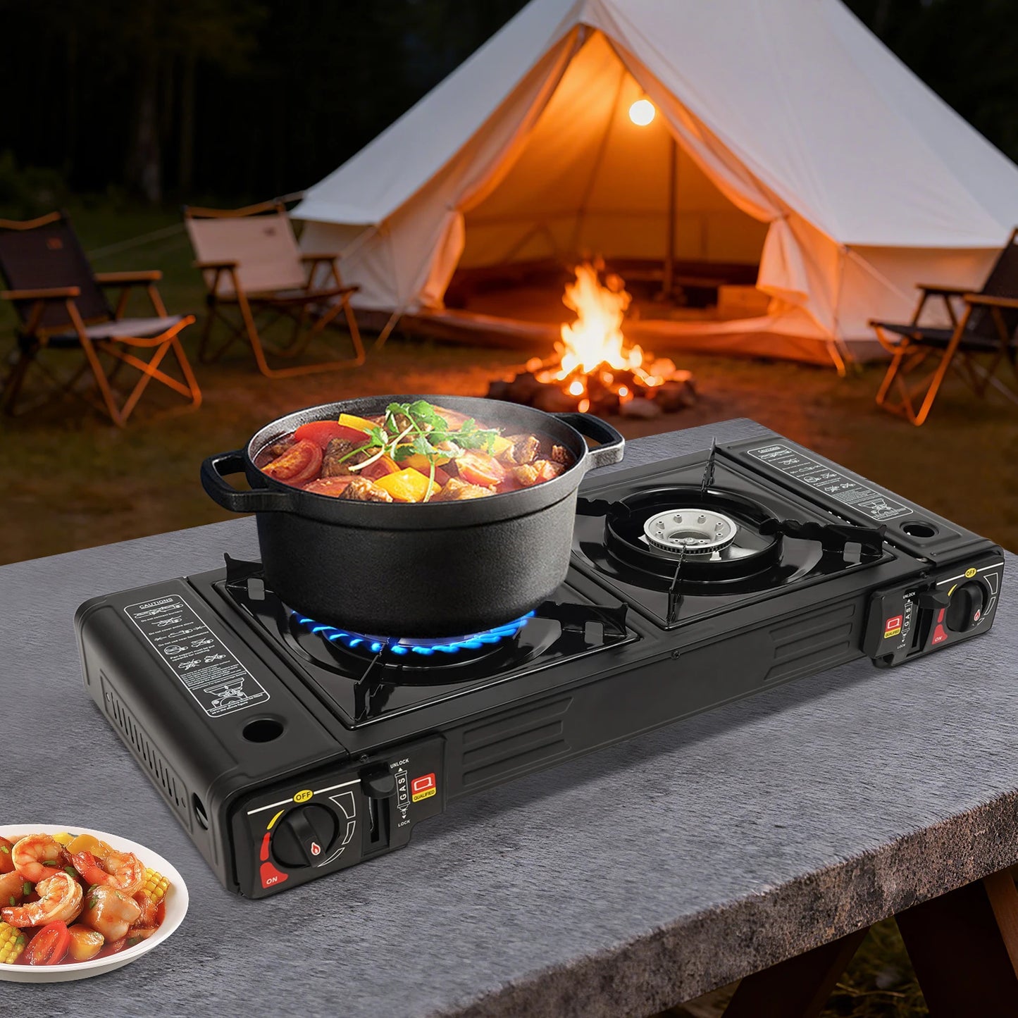 NONEDisposable 2 Burner Portable Camping Stove Baking Pan