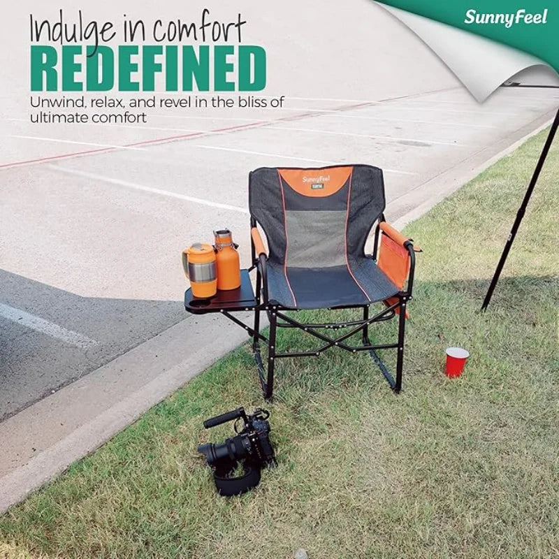 Sunnyfeel Heavy Duty Camping Chair With Side Table Outdoor