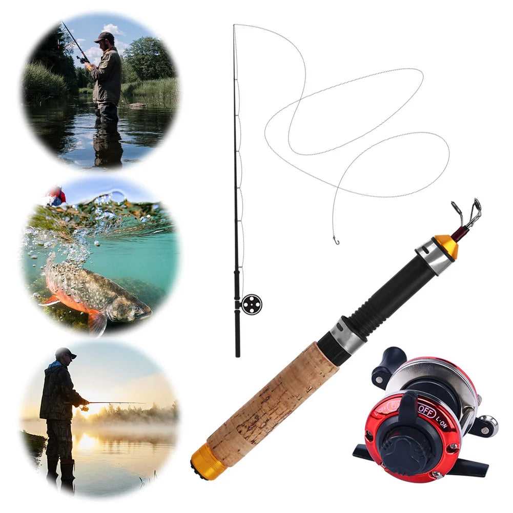 Carbon Fiber Ice Fishing Rod And Reel Set Telescoping Kit