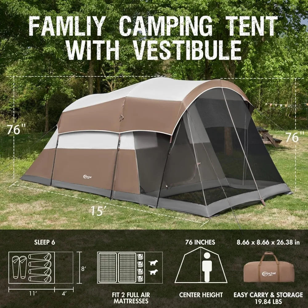 JD Performance Gear Family Tent With Curtain Room Waterproof