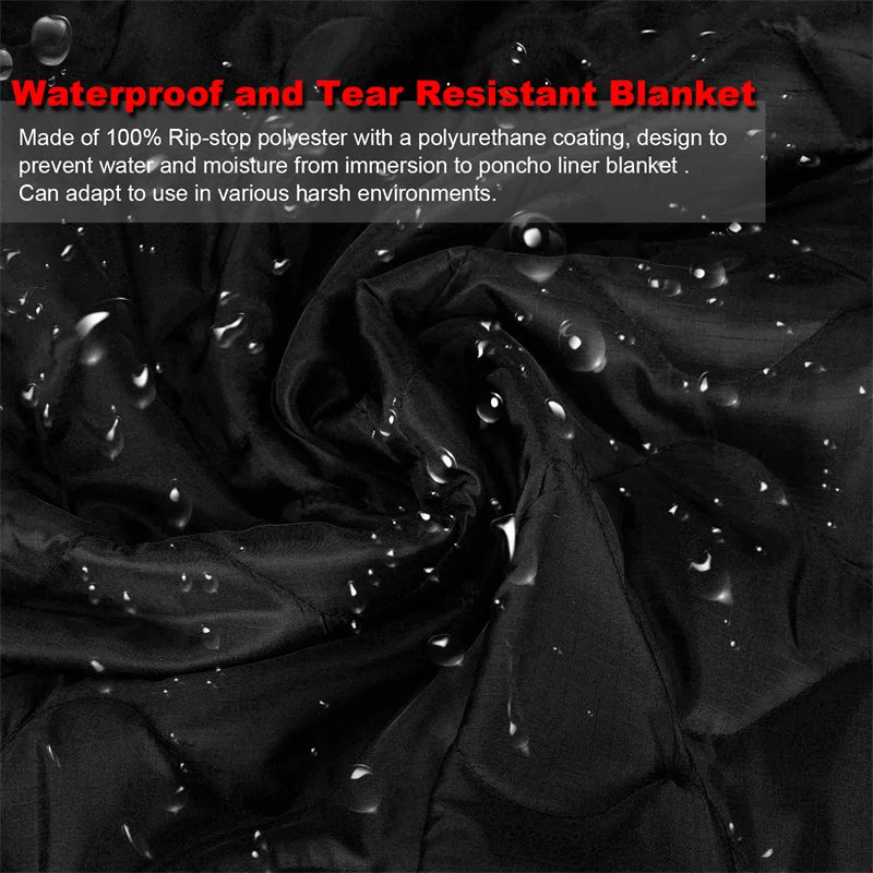 LQARMY Tactical Poncho Liner Camouflage Water Repellent Woobie Quilted Blanket Suitable for Camping, Shooting Hunting
