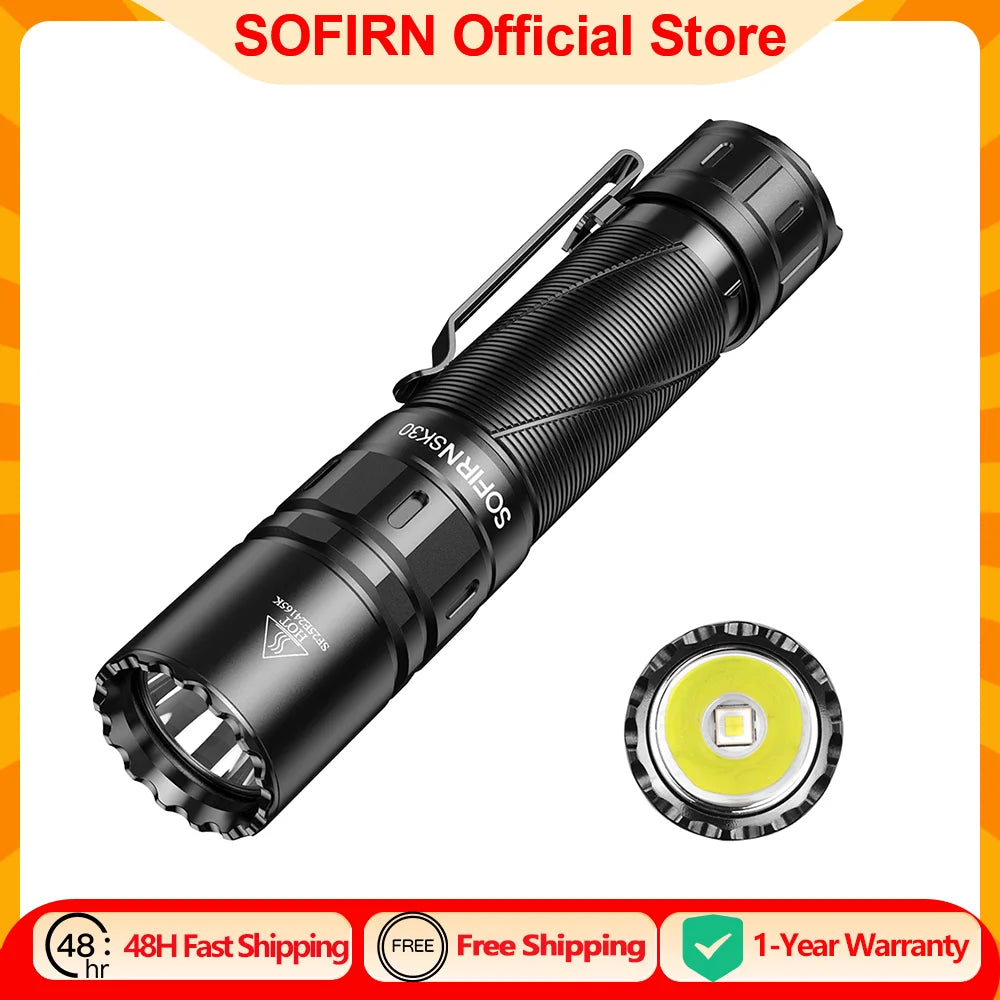 Sofirn SK30 3000LM Tactical LED Flashlight USB C Rechargeable