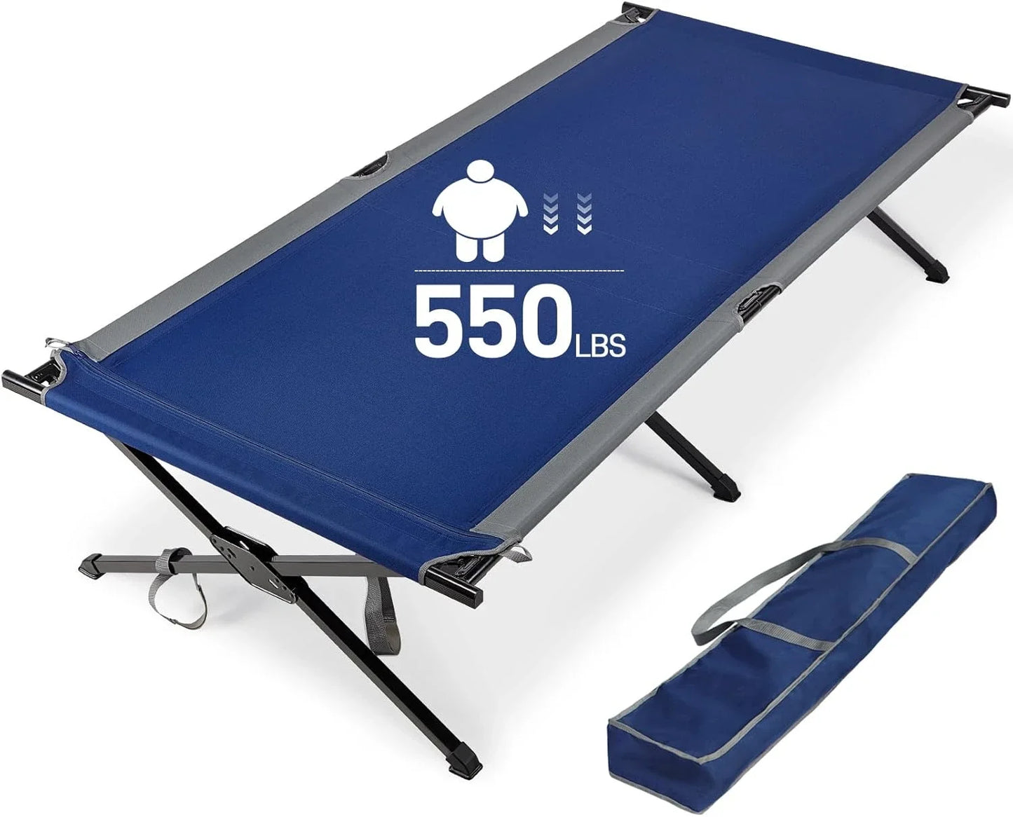 Tool Extra Wide Camping Cot for Adults Oversized XXL Sleeping Cots Folding Cot Bed with Carry Bag, Support to 550 lbs