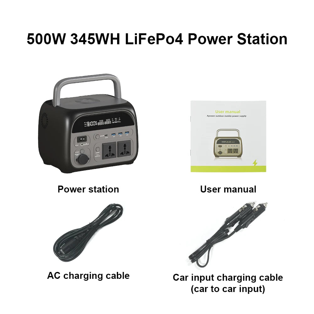 CTOLITY 500W LiFePO4 Camping Power Station 345.6Wh Solar Generator
