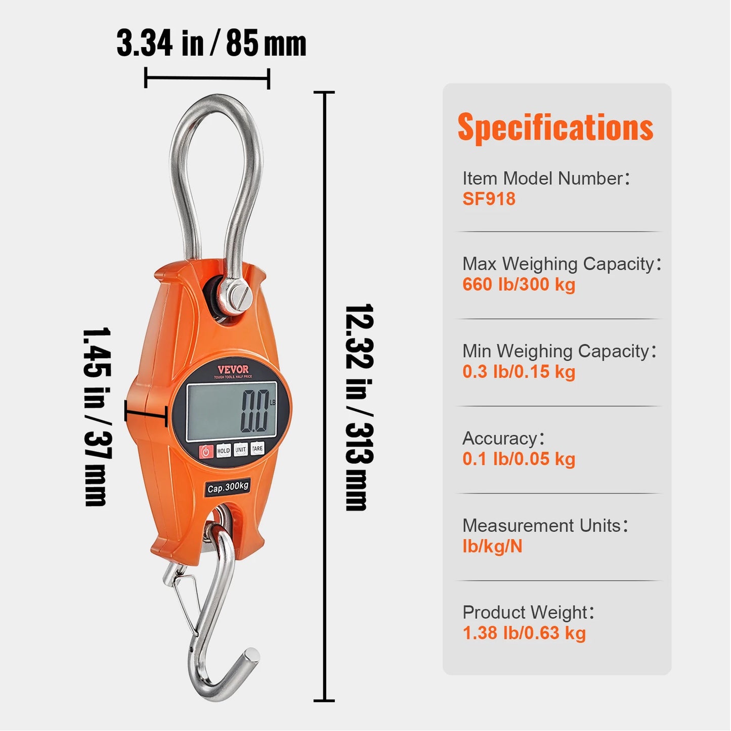 JD Performance Gear Digital Crane Scale With Hooks