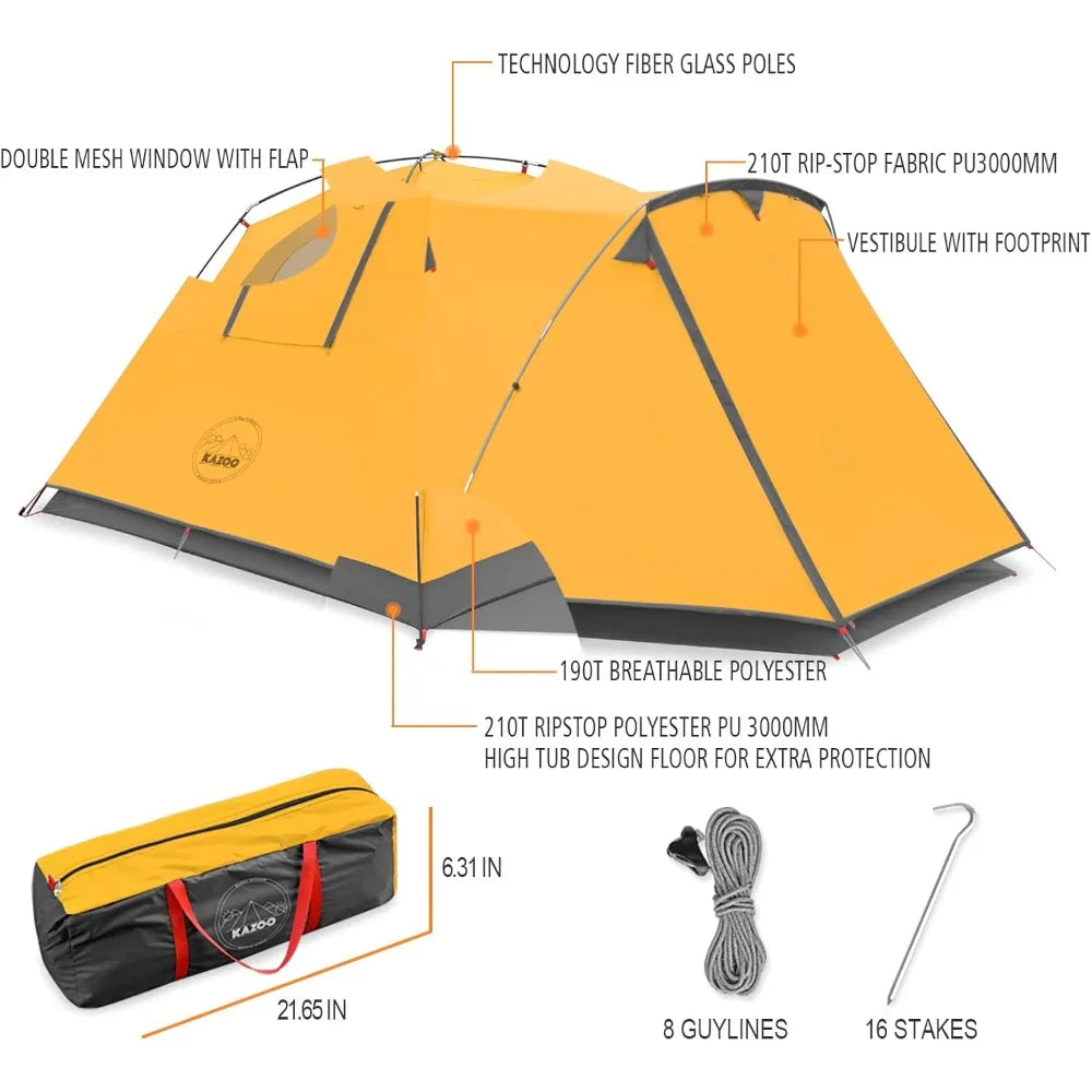 Building Waterproof Family Camping Tent With Porch Canopy