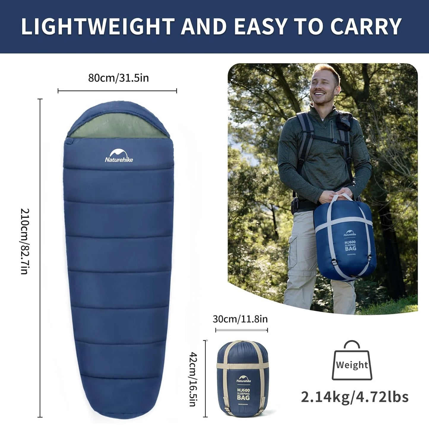 Naturehike Mummy Sleeping Bag MJ300 MJ600 Ultra Warm For Adults