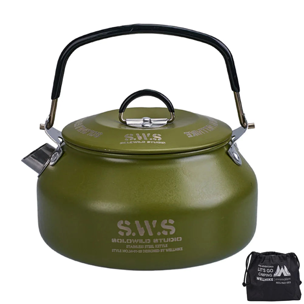 Outdoor Camping Stainless Steel Kettle With Smooth Grip