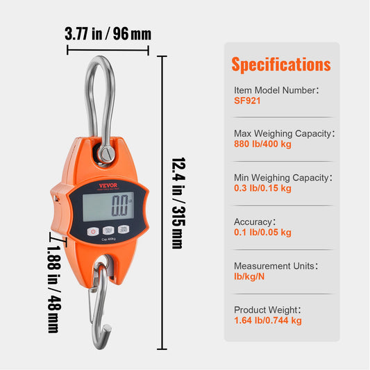 JD Performance Gear Digital Crane Scale With Hooks